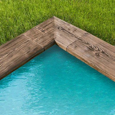 Bazénový lem roh vniřní a bazénový lem rovný typ L, Natur reliéfní, Staré dřevo